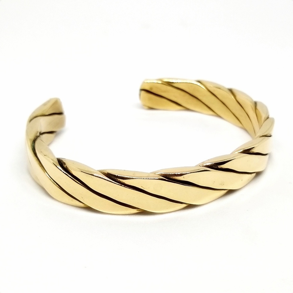 Woven Brass Solid Cuff Bracelet - image 4